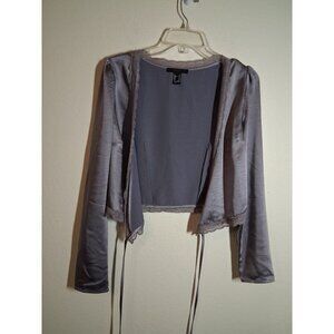 Forever 21 Wrap Cardigan Jacket Lace Semi Formal Business Casual Gray Sz Medium
